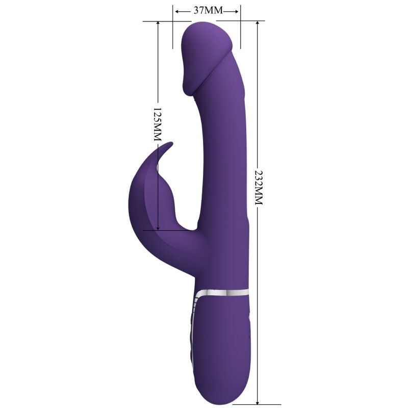 PRETTY LOVE - VIBRATORE MULTIFUNZIONE KAMPAS RABBIT 3 IN 1 CON LINGUA VIOLA - PRETTY LOVE FLIRTATION | Lingerie Harness Boutique