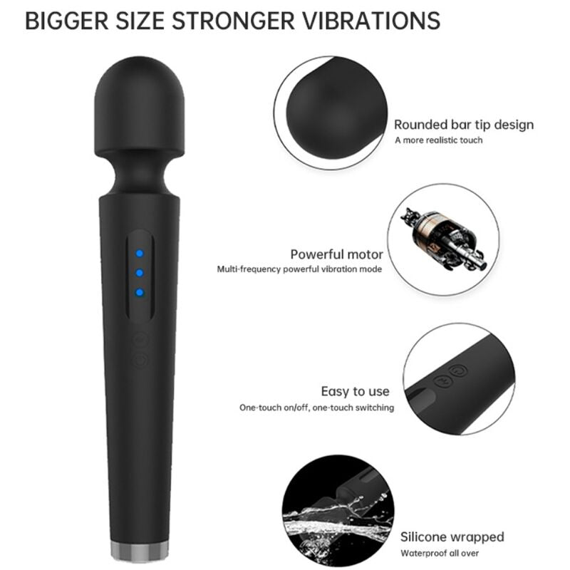 ARMONY - X POWER MASSAGGIATORE E VIBRATORE GRANDE 7 VIBRAZIONI NERO - ARMONY MASSAGERS | Lingerie Harness Boutique
