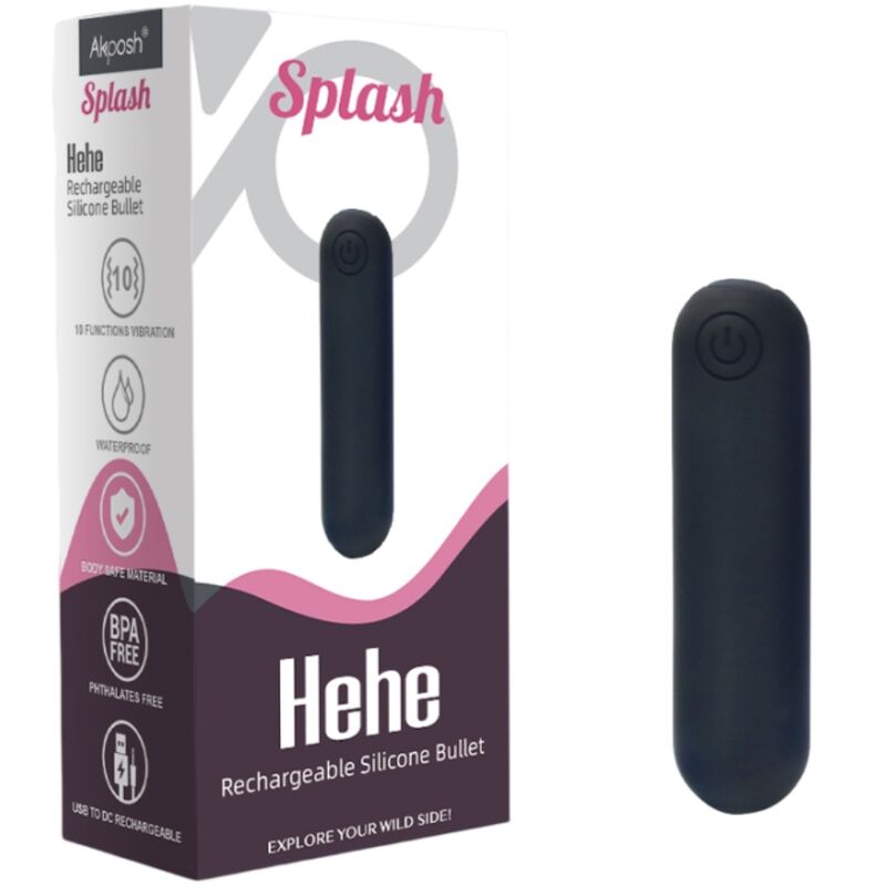 ARMONY -SPLASH HEHE VIBRATORE BULLET IN SILICONE 10 VIBRAZIONI 65 X 15 CM NERO - ARMONY STIMULATORS | Lingerie Harness Boutique