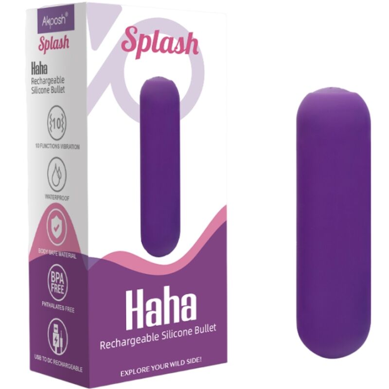 ARMONY - SPLASH HAHA VIBRATORE BULLET IN SILICONE 10 VIBRAZIONI 75 X 19 CM VIOLA - ARMONY STIMULATORS | Lingerie Harness Boutique