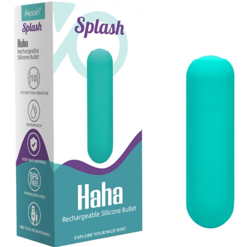ARMONY - SPLASH HAHA VIBRATORE BULLET IN SILICONE 10 VIBRAZIONI 75 X 19 CM VERDE - ARMONY STIMULATORS | Lingerie Harness Boutique
