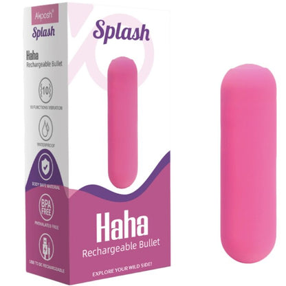 ARMONY - SPLASH HAHA VIBRATORE BULLET IN SILICONE 10 VIBRAZIONI 75 X 19 CM ROSA - ARMONY STIMULATORS | Lingerie Harness Boutique