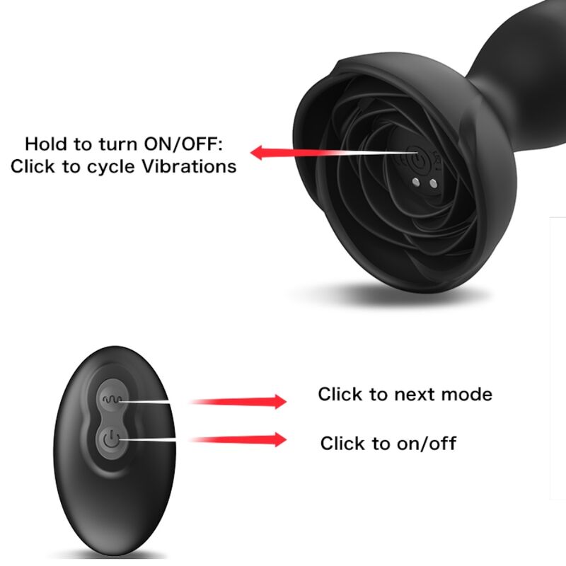 ARMONY - EXTREME A BLOOM VIBRATORE ROSE E TELECOMANDO PLUG ANALE NERO - ARMONY ANAL | Lingerie Harness Boutique