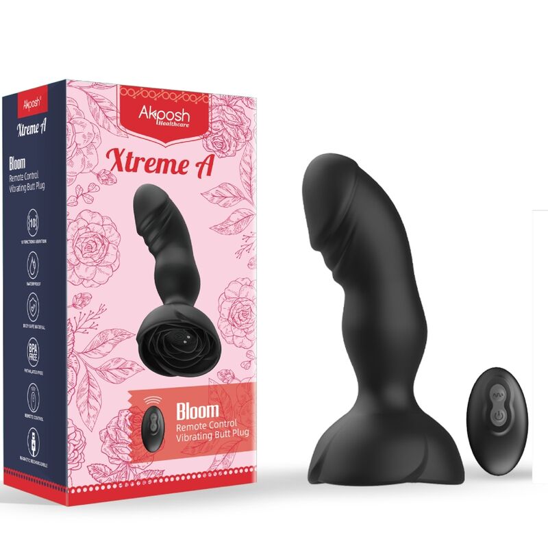 ARMONY - EXTREME A BLOOM VIBRATORE ROSE E TELECOMANDO PLUG ANALE NERO - ARMONY ANAL | Lingerie Harness Boutique