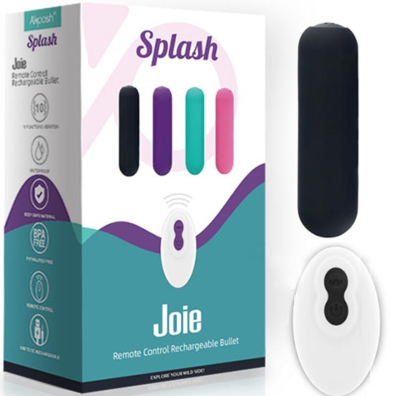 ARMONY - SPLASH JOIE VIBRATORE BULLET IN SILICONE TELECOMANDO 10 VIBRAZIONI 75 X 19 CM NERO - ARMONY STIMULATORS | Lingerie Harness Boutique