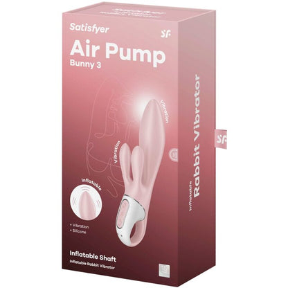 SATISFYER - AIR PUMP BUNNY 3 VIBRATORE GONFIABILE CONIGLIO ROSA - SATISFYER VIBRATOR | Lingerie Harness Boutique