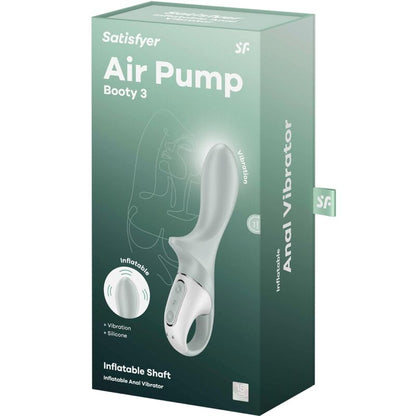SATISFYER - AIR PUMP BOOTY 3 VIBRATORE ANALE GONFIABILE GRIGIO VERDE - SATISFYER VIBRATOR | Lingerie Harness Boutique