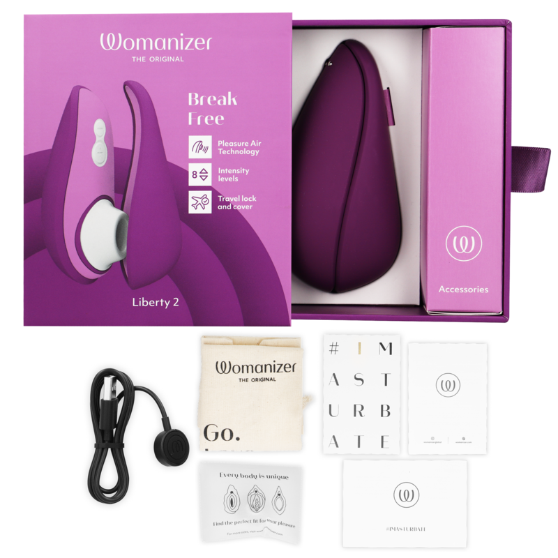 WOMANIZER - LIBERTY 2 STIMOLATORE CLITORIDEO E ASPIRAZIONE BLU - WOMANIZER | Lingerie Harness Boutique