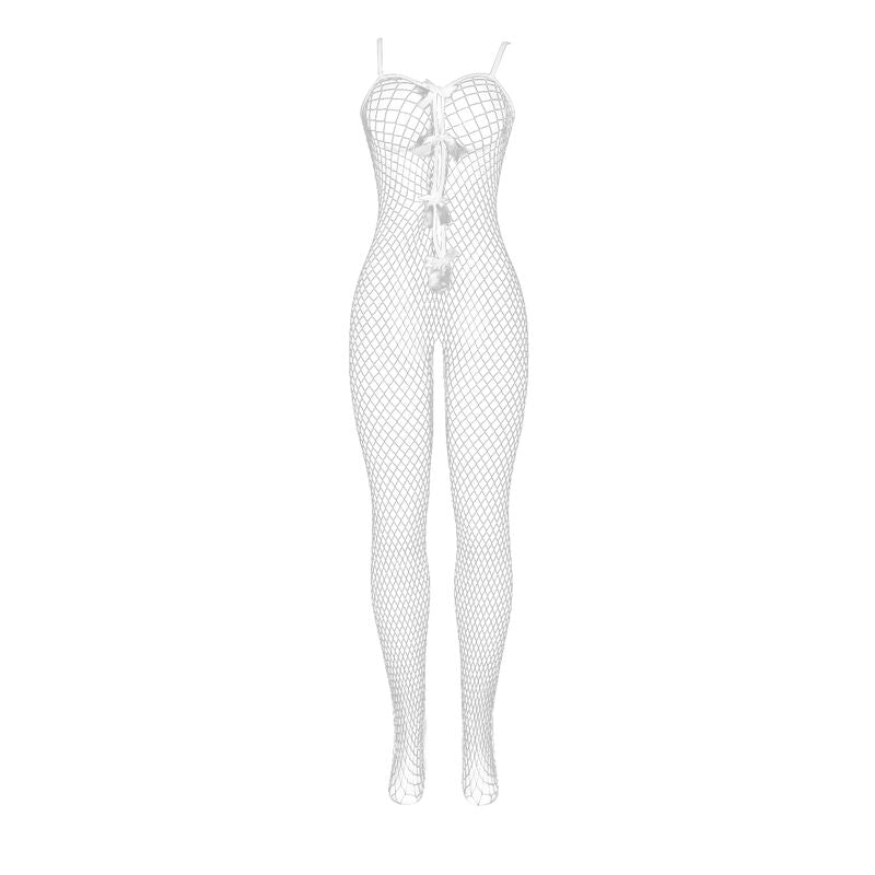 SUBBLIME - 951740 BODYSTOCKING BIANCO A RETE SENZA CAVALLO CON FIOCCHI TAGLIA UNICA - SUBBLIME BODYSTOCKINGS | Lingerie Harness Boutique