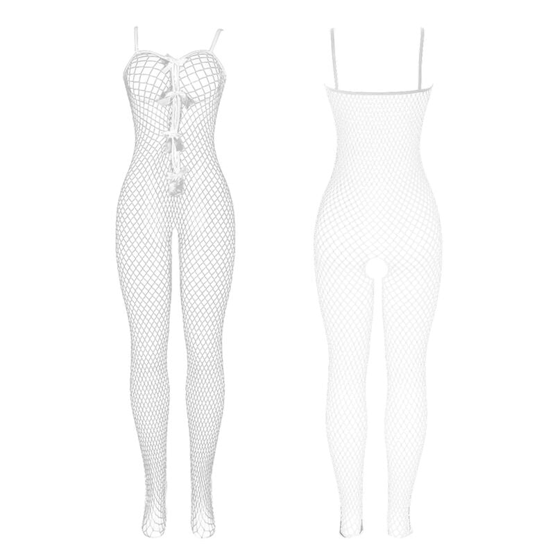 SUBBLIME - 951740 BODYSTOCKING BIANCO A RETE SENZA CAVALLO CON FIOCCHI TAGLIA UNICA - SUBBLIME BODYSTOCKINGS | Lingerie Harness Boutique