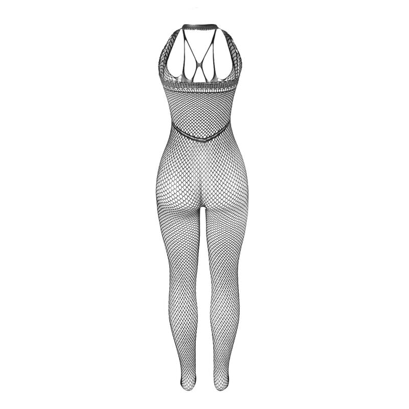 SUBBLIME - 951788 BODYSTOCKING LUNGO A RETE CON SPALLINE SU PETTO E SCHIENA NERO TAGLIA UNICA - SUBBLIME BODYSTOCKINGS | Lingerie Harness Boutique
