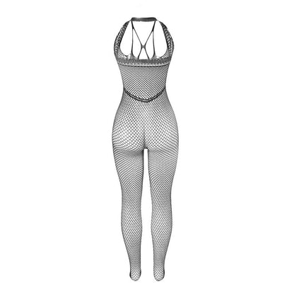 SUBBLIME - 951788 BODYSTOCKING LUNGO A RETE CON SPALLINE SU PETTO E SCHIENA NERO TAGLIA UNICA - SUBBLIME BODYSTOCKINGS | Lingerie Harness Boutique