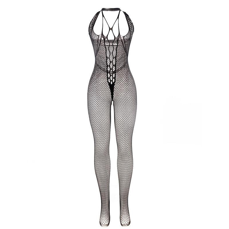 SUBBLIME - 951788 BODYSTOCKING LUNGO A RETE CON SPALLINE SU PETTO E SCHIENA NERO TAGLIA UNICA - SUBBLIME BODYSTOCKINGS | Lingerie Harness Boutique