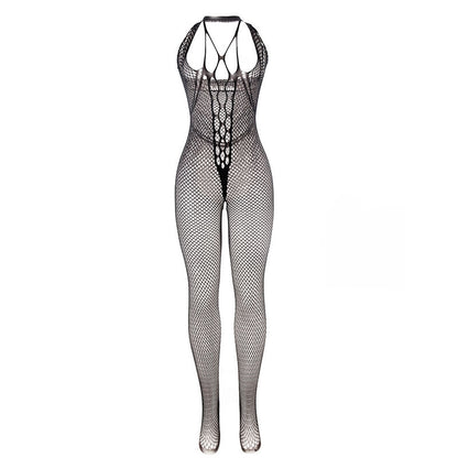 SUBBLIME - 951788 BODYSTOCKING LUNGO A RETE CON SPALLINE SU PETTO E SCHIENA NERO TAGLIA UNICA - SUBBLIME BODYSTOCKINGS | Lingerie Harness Boutique