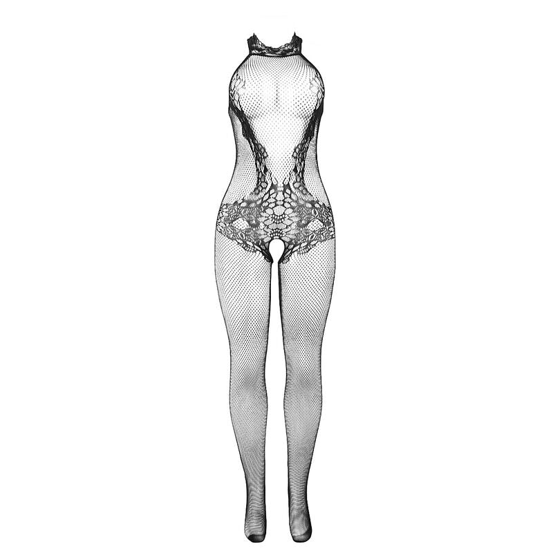 SUBBLIME - 951801 BODYSTOCKING A RETE E PIZZO SENZA CAVALLO CON COLLO ALTO NERO TAGLIA UNICA - SUBBLIME BODYSTOCKINGS | Lingerie Harness Boutique