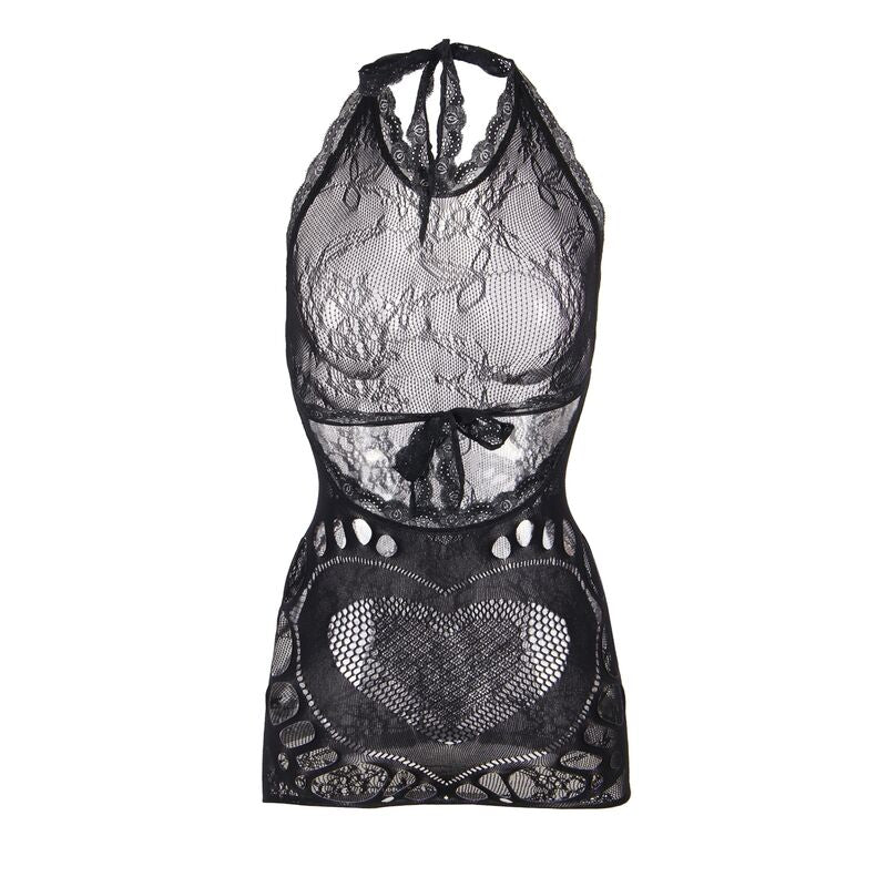 SUBBLIME - 952075 ABITO CORTO A RETE CON SCHIENA E DETTAGLIO A CUORE NERO TAGLIA UNICA - SUBBLIME DRESSES | Lingerie Harness Boutique