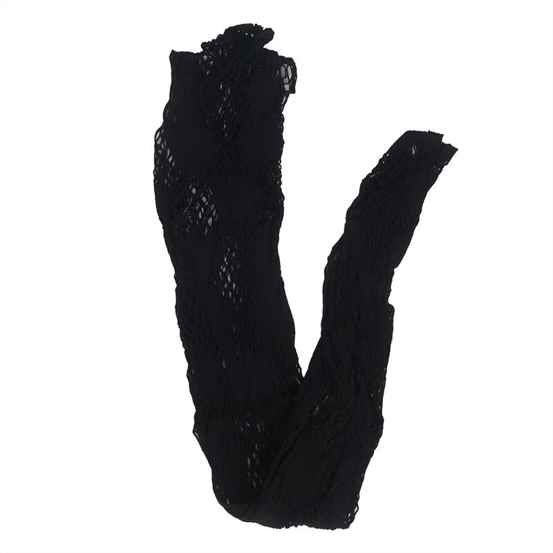 SUBBLIME - 952129 BODYSTOCKING A RETE CON DISEGNO ABITO E DETTAGLI FLOREALI NERO TAGLIA UNICA - SUBBLIME BODYSTOCKINGS | Lingerie Harness Boutique
