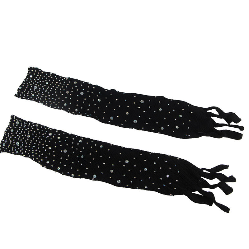 SUBBLIME - 952174 BODYSTOCKING A RETE CON GUANTI E STRASS NERO TAGLIA UNICA - SUBBLIME BODYSTOCKINGS | Lingerie Harness Boutique