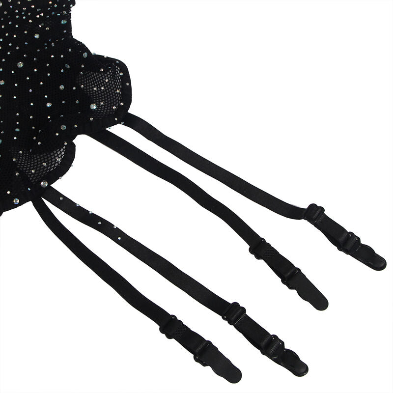 SUBBLIME - 952174 BODYSTOCKING A RETE CON GUANTI E STRASS NERO TAGLIA UNICA - SUBBLIME BODYSTOCKINGS | Lingerie Harness Boutique