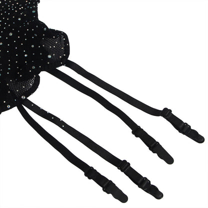 SUBBLIME - 952174 BODYSTOCKING A RETE CON GUANTI E STRASS NERO TAGLIA UNICA - SUBBLIME BODYSTOCKINGS | Lingerie Harness Boutique