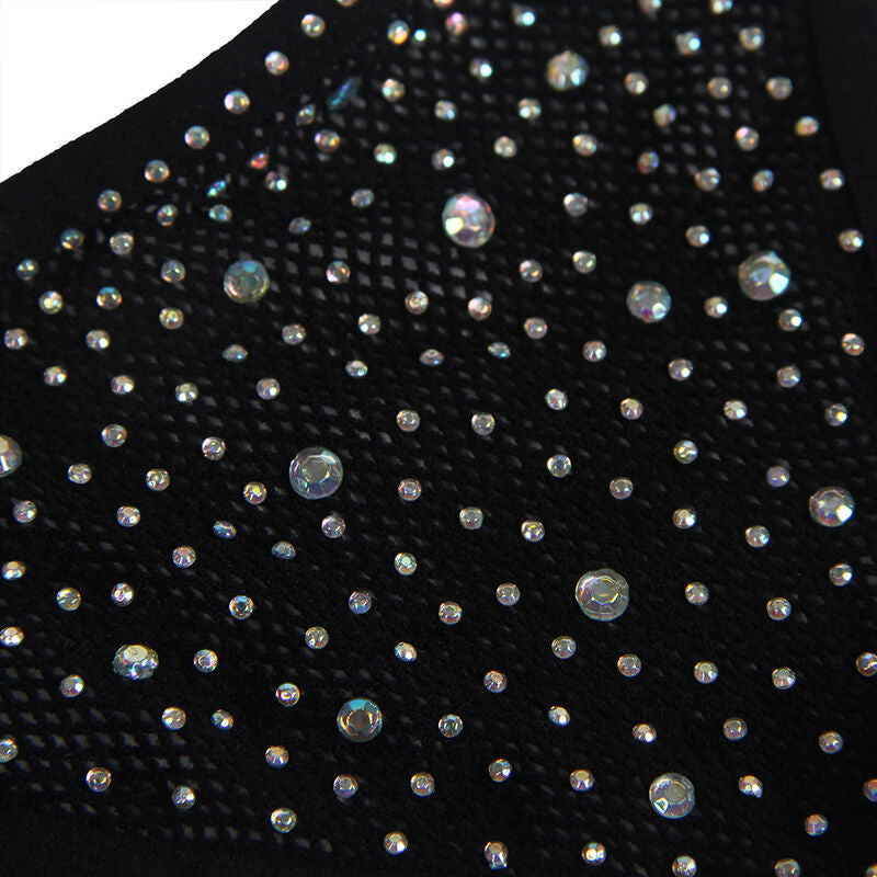 SUBBLIME - 952174 BODYSTOCKING A RETE CON GUANTI E STRASS NERO TAGLIA UNICA - SUBBLIME BODYSTOCKINGS | Lingerie Harness Boutique