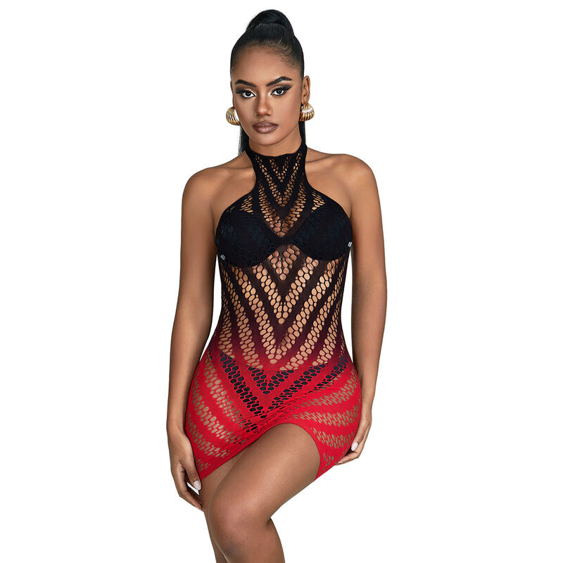 SUBBLIME - 952242 VESTITO ELASTICO A RETE DEGRADATA ROSSO E NERO TAGLIA UNICA - SUBBLIME DRESSES | Lingerie Harness Boutique
