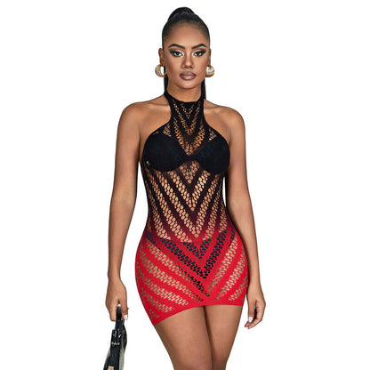 SUBBLIME - 952242 VESTITO ELASTICO A RETE DEGRADATA ROSSO E NERO TAGLIA UNICA - SUBBLIME DRESSES | Lingerie Harness Boutique