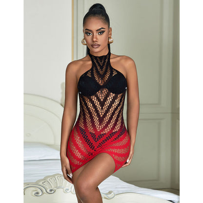 SUBBLIME - 952242 VESTITO ELASTICO A RETE DEGRADATA ROSSO E NERO TAGLIA UNICA - SUBBLIME DRESSES | Lingerie Harness Boutique