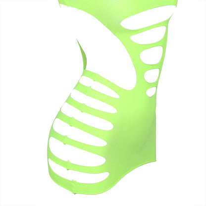 SUBBLIME - 952280 VESTITO ELASTICO A RETE MANICA LUNGA VERDE TAGLIA UNICA - SUBBLIME DRESSES | Lingerie Harness Boutique