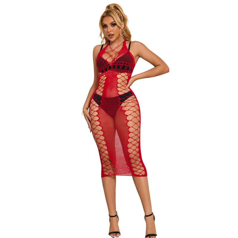 SUBBLIME - 952327 VESTITO LUNGO A RETE ROSSO TAGLIA UNICA - SUBBLIME DRESSES | Lingerie Harness Boutique