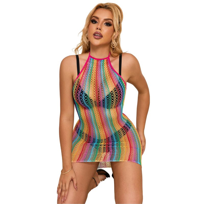 SUBBLIME - 952341 VESTITO A RETE ARCOBALENO TAGLIA UNICA - SUBBLIME DRESSES | Lingerie Harness Boutique