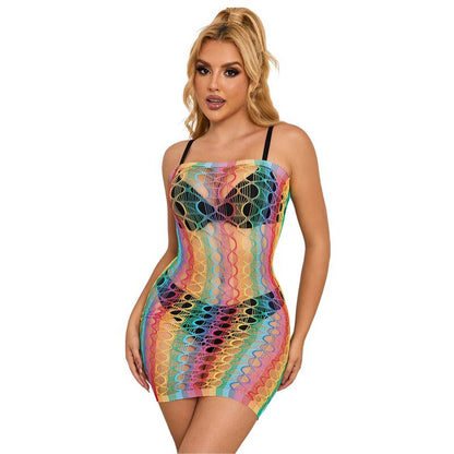 SUBBLIME - 952365 VESTITO A RETE CON SPALLE NUDE ARCOBALENO TAGLIA UNICA - SUBBLIME DRESSES | Lingerie Harness Boutique