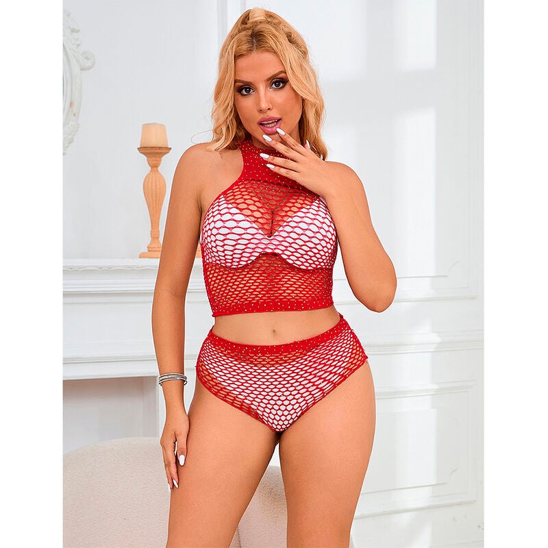 SUBBLIME - 952402 SET RETE CON DIAMANTI ROSA TAGLIA UNICA - SUBBLIME SETS | Lingerie Harness Boutique