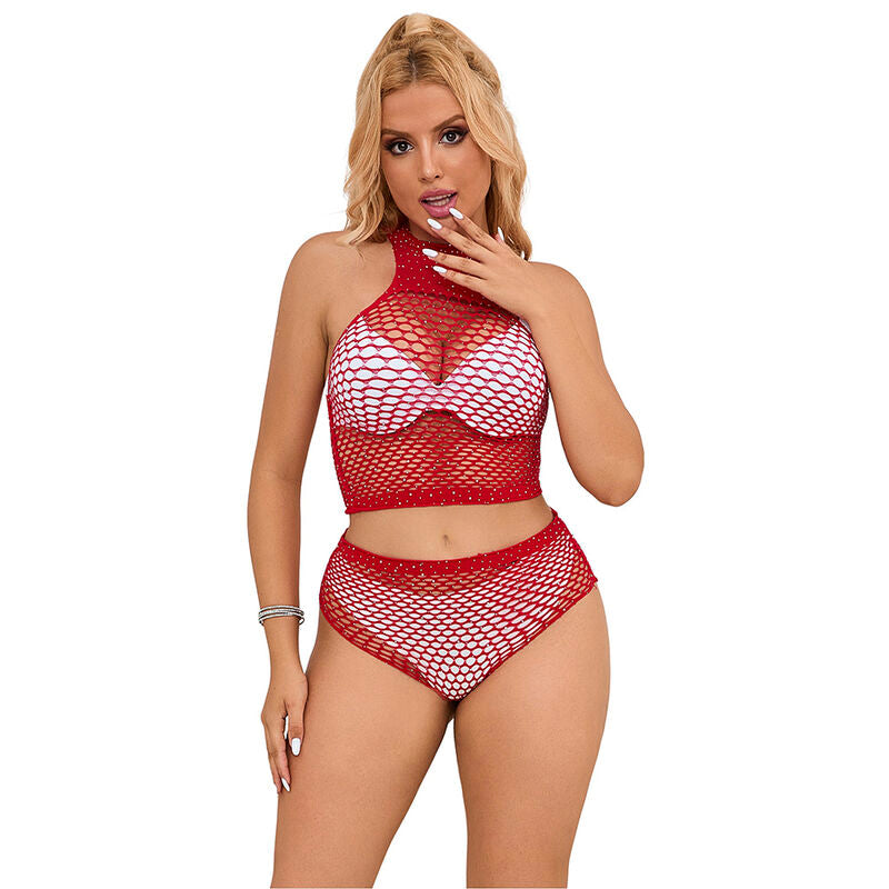 SUBBLIME - 952402 SET RETE CON DIAMANTI ROSA TAGLIA UNICA - SUBBLIME SETS | Lingerie Harness Boutique