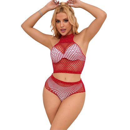 SUBBLIME - 952402 SET RETE CON DIAMANTI ROSA TAGLIA UNICA - SUBBLIME SETS | Lingerie Harness Boutique