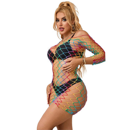 SUBBLIME - 952426 VESTITO A RETE MANICA LUNGA ARCOBALENO TAGLIA UNICA - SUBBLIME DRESSES | Lingerie Harness Boutique