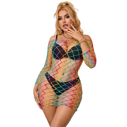 SUBBLIME - 952426 VESTITO A RETE MANICA LUNGA ARCOBALENO TAGLIA UNICA - SUBBLIME DRESSES | Lingerie Harness Boutique