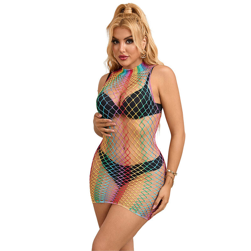 SUBBLIME - 952433 VESTITO A RETE SENZA MANICHE COLLO ALTO ARCOBALENO TAGLIA UNICA - SUBBLIME DRESSES | Lingerie Harness Boutique