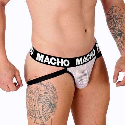 MACHO - MX26X1 JOCK GRID BIANCO XL - MACHO UNDERWEAR | Lingerie Harness Boutique