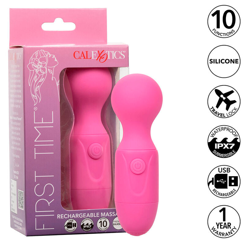 CALEXOTICS - FIRST TIME MASSAGGIATORE RICARICABILE 10 VIBRAZIONI ROSA - CALEXOTICS | Lingerie Harness Boutique