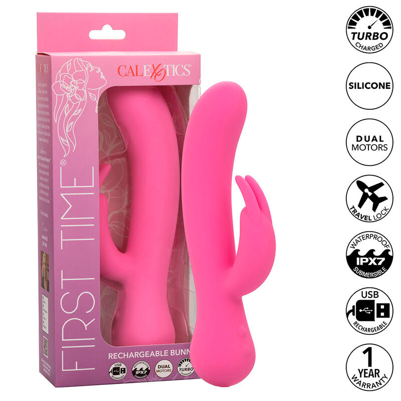 CALEXOTICS - FIRST TIME VIBRATORE CONIGLIO RICARICABILE ROSA - CALEXOTICS | Lingerie Harness Boutique