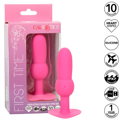 CALEXOTICS - FIRST TIME PLUG ANALE SONDA PERLINE 10 VIBRAZIONI ROSA - CALEXOTICS | Lingerie Harness Boutique