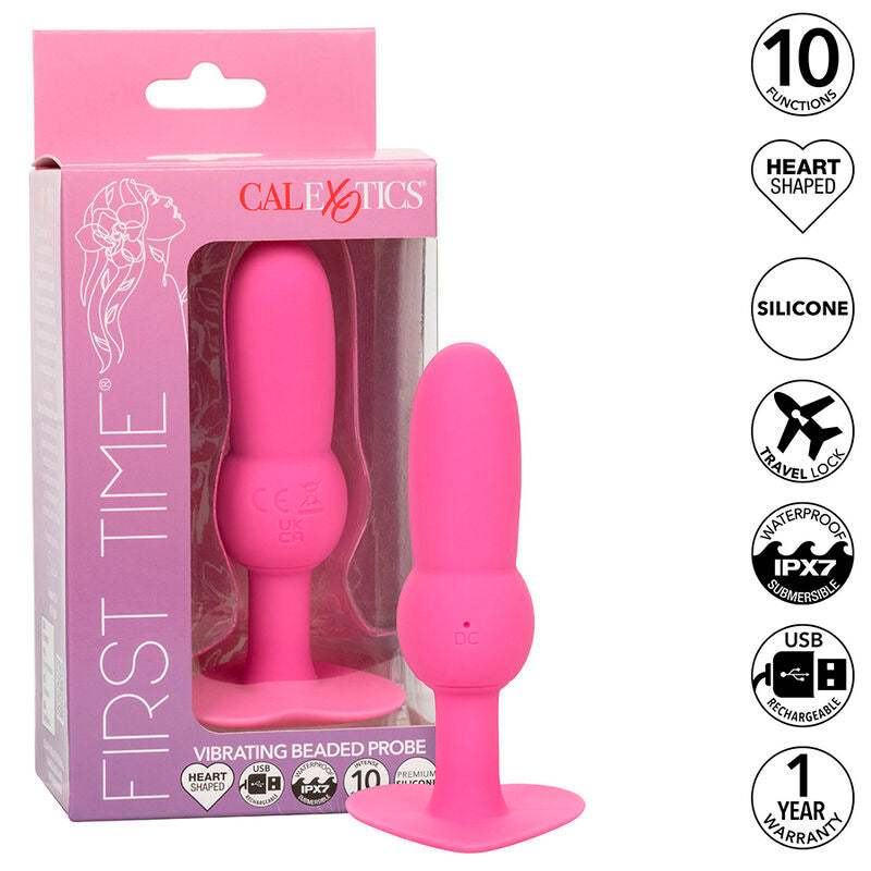 CALEXOTICS - FIRST TIME PLUG ANALE SONDA PERLINE 10 VIBRAZIONI ROSA - CALEXOTICS | Lingerie Harness Boutique