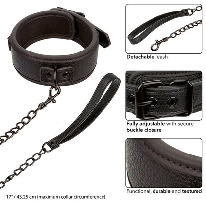 CALEXOTICS - NOCTURNAL COLLARE E GUINZAGLIO IN PELLE REGOLABILE NERO - CALEXOTICS | Lingerie Harness Boutique