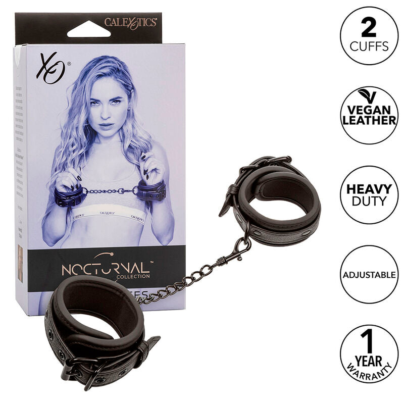 CALEXOTICS - NOCTURNAL MANICHETTE DA POLSO IN PELLE REGOLABILI NERE - CALEXOTICS | Lingerie Harness Boutique