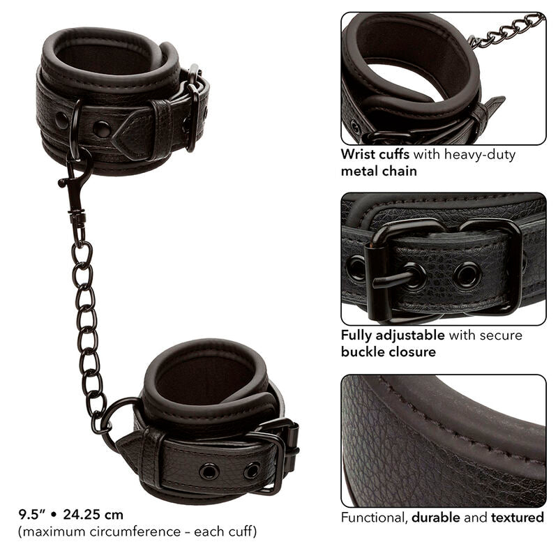 CALEXOTICS - NOCTURNAL MANICHETTE DA POLSO IN PELLE REGOLABILI NERE - CALEXOTICS | Lingerie Harness Boutique
