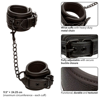 CALEXOTICS - NOCTURNAL MANICHETTE DA POLSO IN PELLE REGOLABILI NERE - CALEXOTICS | Lingerie Harness Boutique