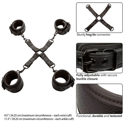 CALEXOTICS - NOCTURNAL CONNETTORE HOG TIE CUERO REGOLABILE NERO - CALEXOTICS | Lingerie Harness Boutique