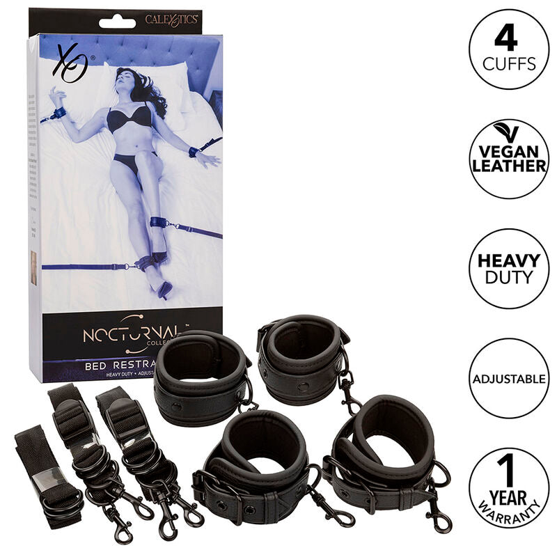 CALEXOTICS - NOCTURNAL CINGHIE PER LETTO IN PELLE REGOLABILI NERE - CALEXOTICS | Lingerie Harness Boutique