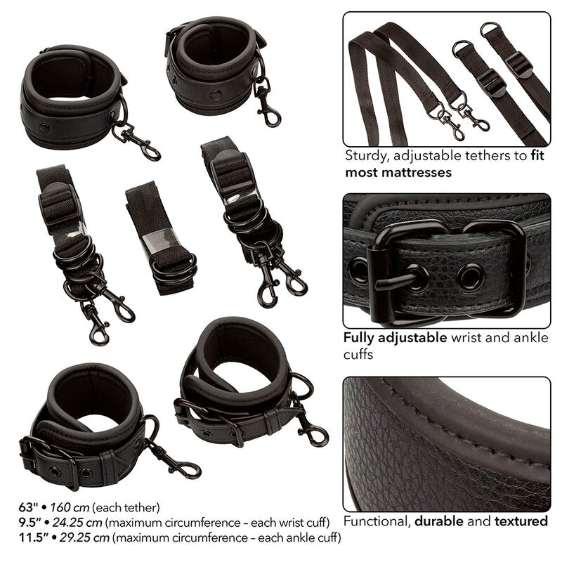 CALEXOTICS - NOCTURNAL CINGHIE PER LETTO IN PELLE REGOLABILI NERE - CALEXOTICS | Lingerie Harness Boutique